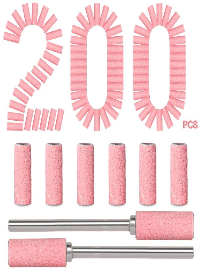 BLESWIN 200pcs Small Sanding Bands for Nail Drill Bit, 240 Fine Grit with 2pcs 3mm Drill Bits, Mini Grit Sanding Bands with Polishing Natural Nails and Cleaning Cuticle for Preparation, Pink - Image 1